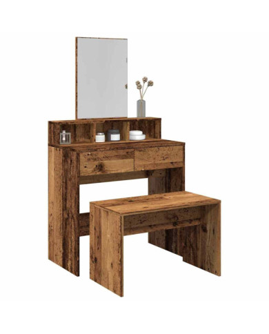 Tabouret de toilette vieux bois 70x35x45 cm bois d'ingénierie | Mobilier & Déco
