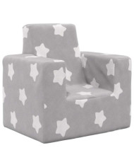 Canapé pour enfants Gris clair avec étoiles Peluche douce | Mobilier & Déco