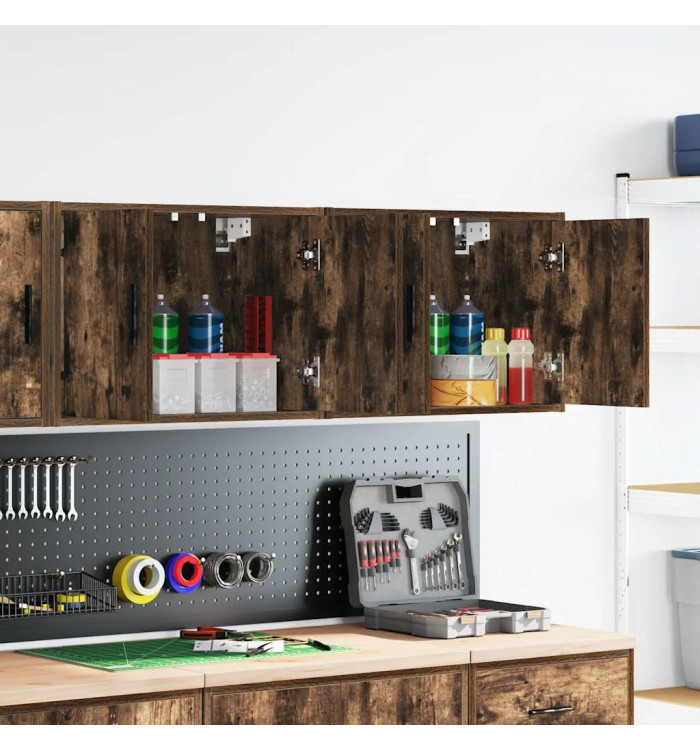 Armoires murales de garage 2 pcs chêne fumé bois d'ingénierie | Mobilier & Déco