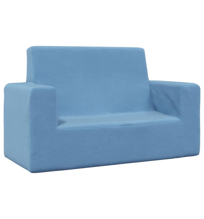 Canapé pour enfants à 2 places Bleu Peluche douce | Mobilier & Déco
