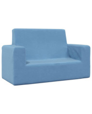 Canapé pour enfants à 2 places Bleu Peluche douce | Mobilier & Déco