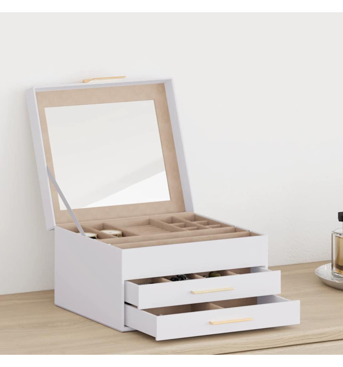 Boîte à bijoux 3 couches blanc 23x20,5x14 cm | Mobilier & Déco