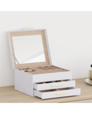 Boîte à bijoux 3 couches blanc 23x20,5x14 cm | Mobilier & Déco