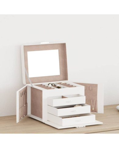 Boîte à bijoux 4 niveaux miroir verrouillable 22,5x17,5x16,5 cm | Mobilier & Déco