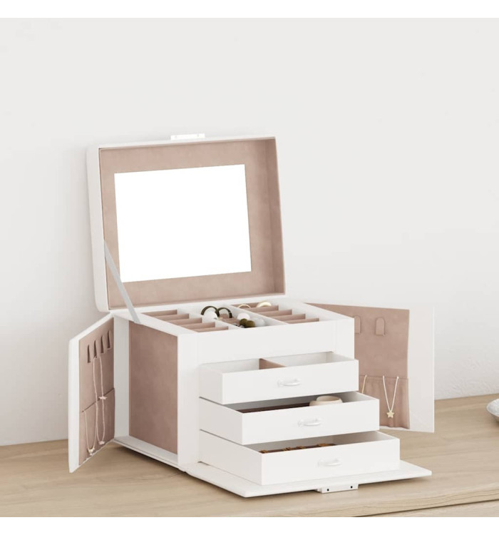 Boîte à bijoux 4 niveaux miroir verrouillable 22,5x17,5x16,5 cm | Mobilier & Déco