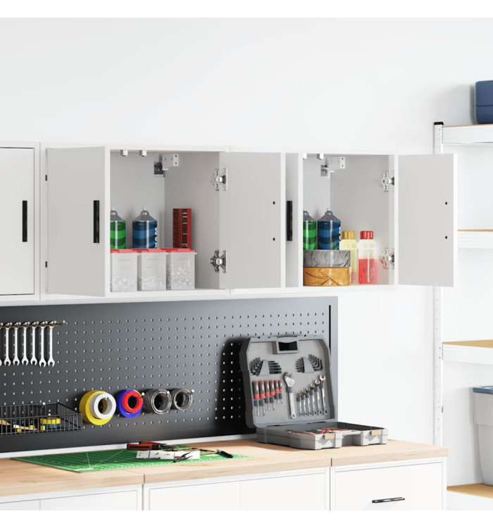 Armoires murales de garage 2 pcs blanc bois d'ingénierie | Mobilier & Déco
