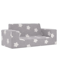 Canapé pour enfants à 2 places Gris clair étoiles Peluche douce | Mobilier & Déco