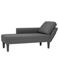 Chaise longue avec coussin gris foncé tissu en velours côtelé | Mobilier & Déco