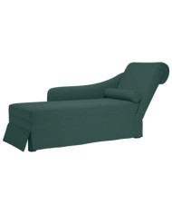Fauteuil long et traversin accoudoir droit vert foncé velours | Mobilier & Déco