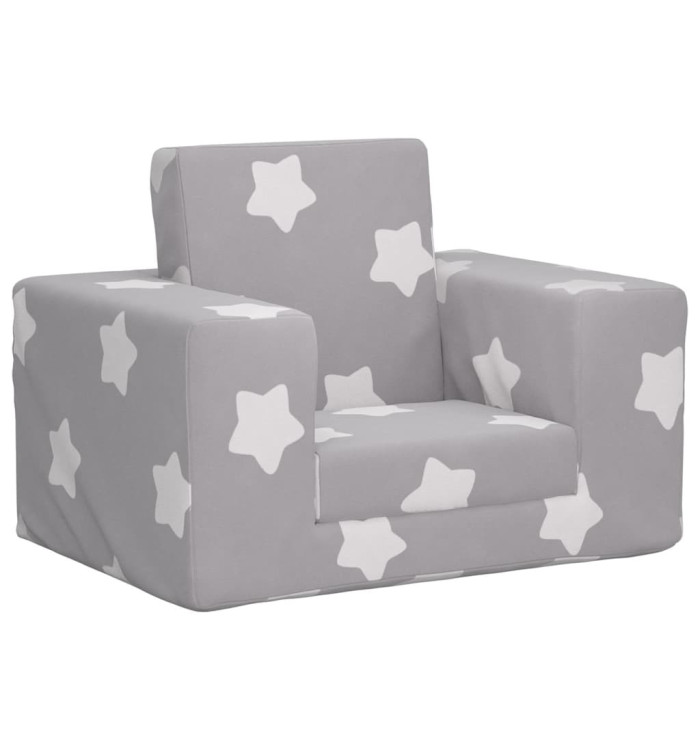 Canapé-lit pour enfants Gris clair avec étoiles Peluche douce | Mobilier & Déco