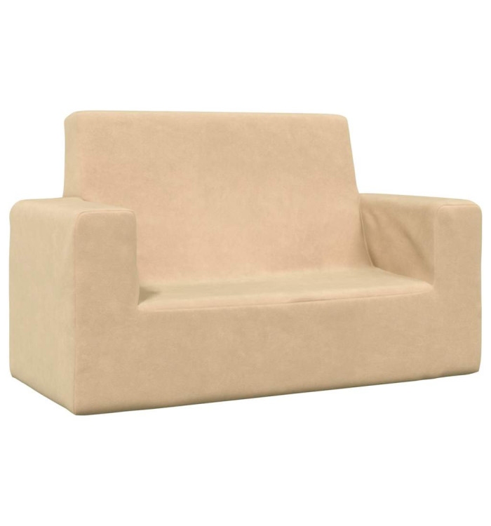 Canapé pour enfants à 2 places Crème Peluche douce | Mobilier & Déco