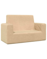 Canapé pour enfants à 2 places Crème Peluche douce | Mobilier & Déco