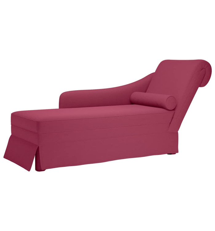 Fauteuil long avec traversin et accoudoir droit rouge bordeaux | Mobilier & Déco