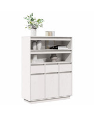 Buffet haut blanc 89x34x116,5 cm bois massif de pin | Mobilier & Déco