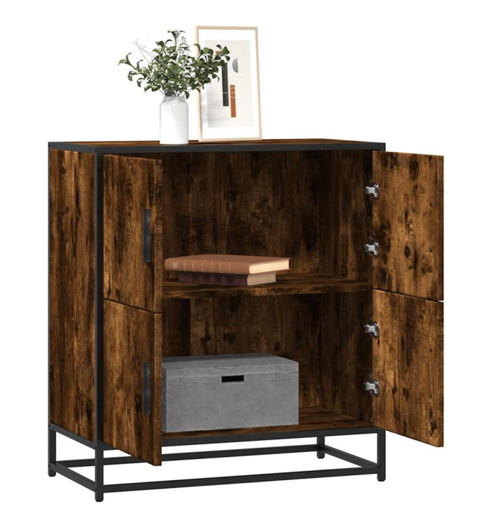 Buffet chêne fumé 68x35x76 cm bois d'ingénierie | Mobilier & Déco