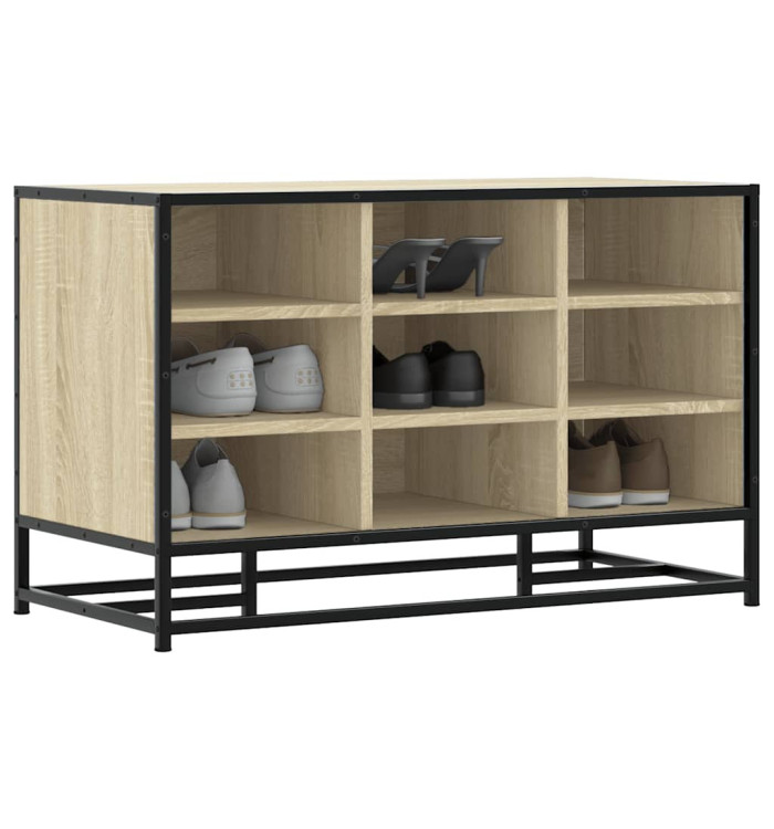 Banc à chaussures chêne sonoma bois d'ingénierie et métal | Mobilier & Déco