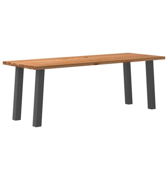 Table à manger marron clair bois de chêne massif rectangulaire | Mobilier & Déco