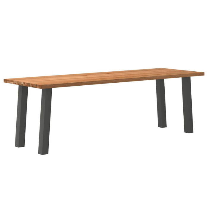 Table à manger marron clair bois de chêne massif rectangulaire | Mobilier & Déco