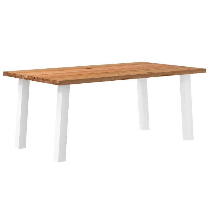 Table à manger marron clair bois de chêne massif rectangulaire | Mobilier & Déco