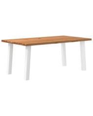 Table à manger marron clair bois de chêne massif rectangulaire | Mobilier & Déco