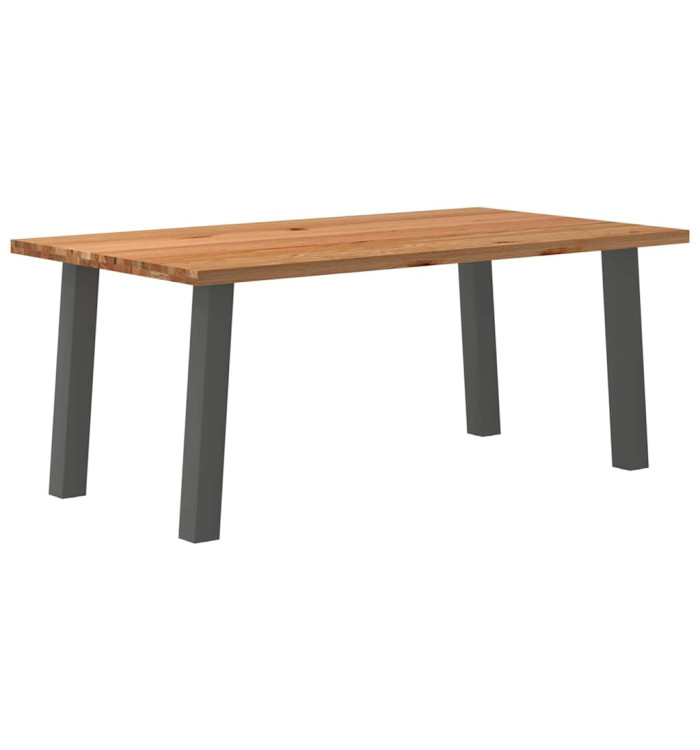 Table à manger marron clair bois de chêne massif rectangulaire | Mobilier & Déco