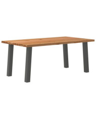 Table à manger marron clair bois de chêne massif rectangulaire | Mobilier & Déco