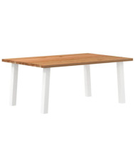 Table à manger marron clair bois de chêne massif rectangulaire | Mobilier & Déco