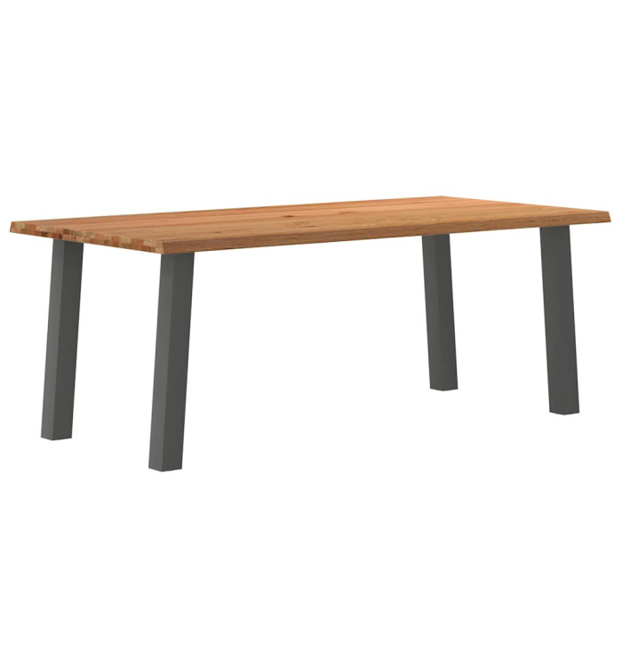 Table à manger bord naturel bois massif chêne rectangulaire | Mobilier & Déco