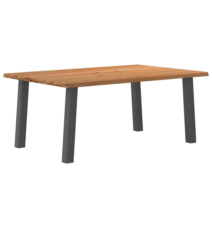 Table à manger marron clair bois de chêne massif rectangulaire | Mobilier & Déco