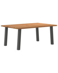 Table à manger marron clair bois de chêne massif rectangulaire | Mobilier & Déco