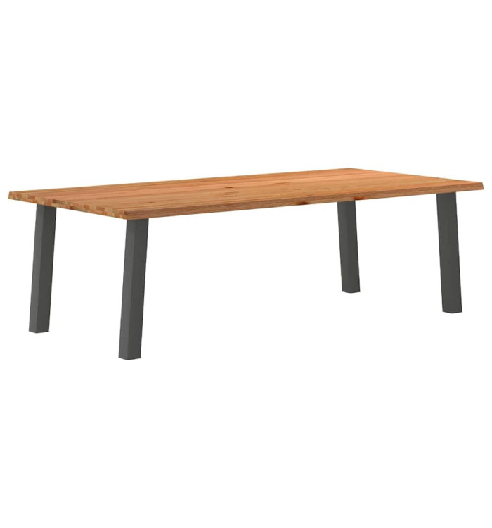 Table à manger marron clair bois de chêne massif rectangulaire | Mobilier & Déco