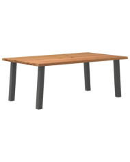 Table à manger marron clair bois de chêne massif rectangulaire | Mobilier & Déco