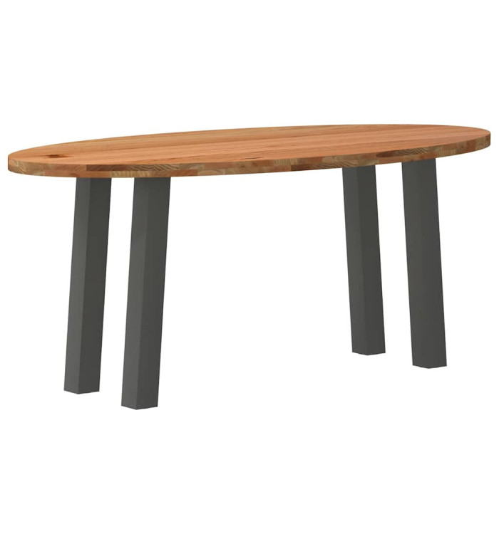 Table à manger marron clair bois de chêne massif ovale | Mobilier & Déco