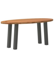Table à manger marron clair bois de chêne massif ovale | Mobilier & Déco