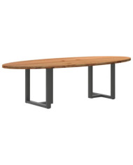 Table à manger marron clair bois de chêne massif ovale | Mobilier & Déco