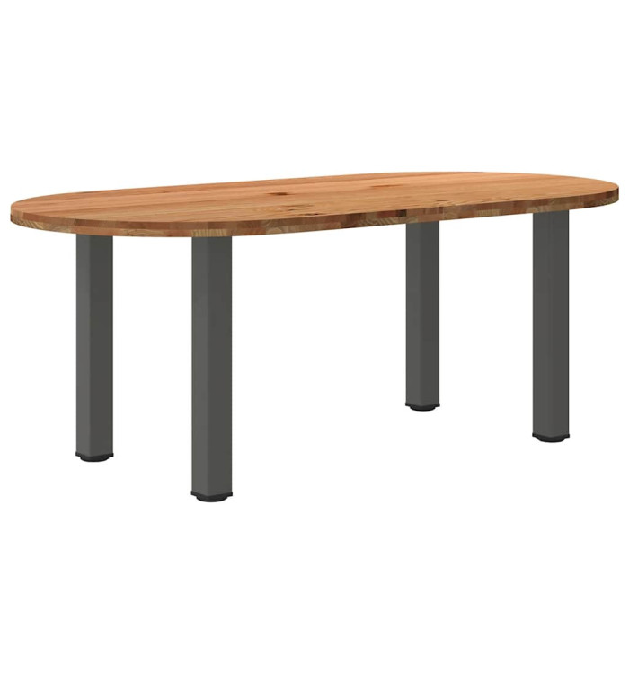 Table à manger marron clair bois de chêne massif ovale | Mobilier & Déco