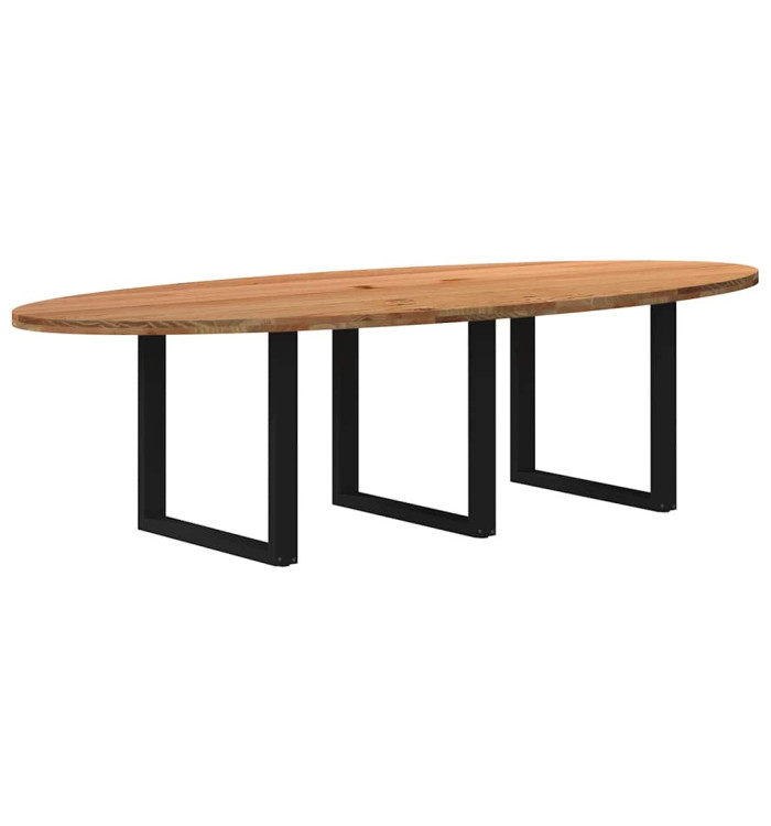 Table à manger marron clair bois de chêne massif ovale | Mobilier & Déco