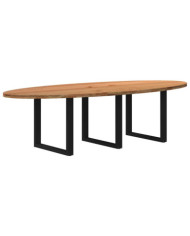 Table à manger marron clair bois de chêne massif ovale | Mobilier & Déco