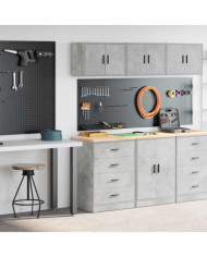 Armoires de garage 2 pcs gris béton bois d'ingénierie | Mobilier & Déco