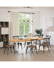 Table à manger marron clair bois de chêne massif ovale | Mobilier & Déco