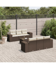 Salon de jardin avec coussins 7 pcs marron résine tressée | Mobilier & Déco