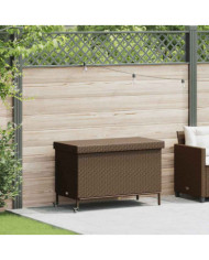 Boîte de rangement de jardin et roues marron résine tressée | Mobilier & Déco