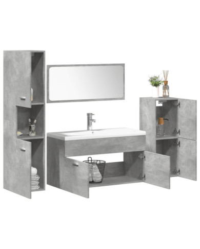 Ensemble de meubles de salle de bain 5 pcs gris béton | Mobilier & Déco