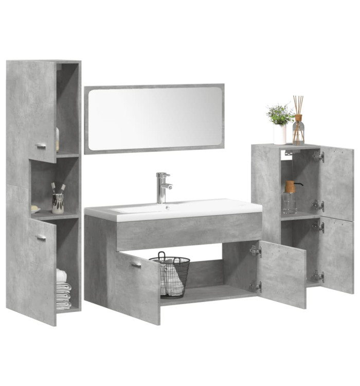 Ensemble de meubles de salle de bain 5 pcs gris béton | Mobilier & Déco
