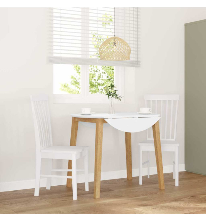 Chaises à manger 2 pcs blanc bois massif caoutchouc | Mobilier & Déco