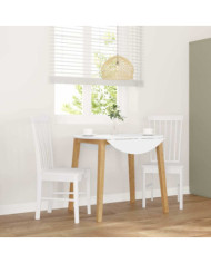 Chaises à manger 2 pcs blanc bois massif caoutchouc | Mobilier & Déco
