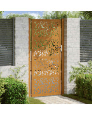 Porte de jardin acier résistant aux intempéries design feuilles | Mobilier & Déco