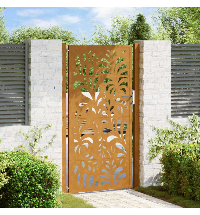 Porte de jardin acier résistant aux intempéries design vagues | Mobilier & Déco