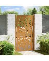 Porte de jardin acier résistant aux intempéries design vagues | Mobilier & Déco