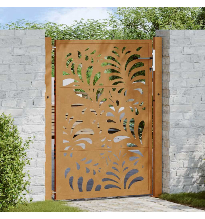 Porte de jardin acier résistant aux intempéries design vagues | Mobilier & Déco